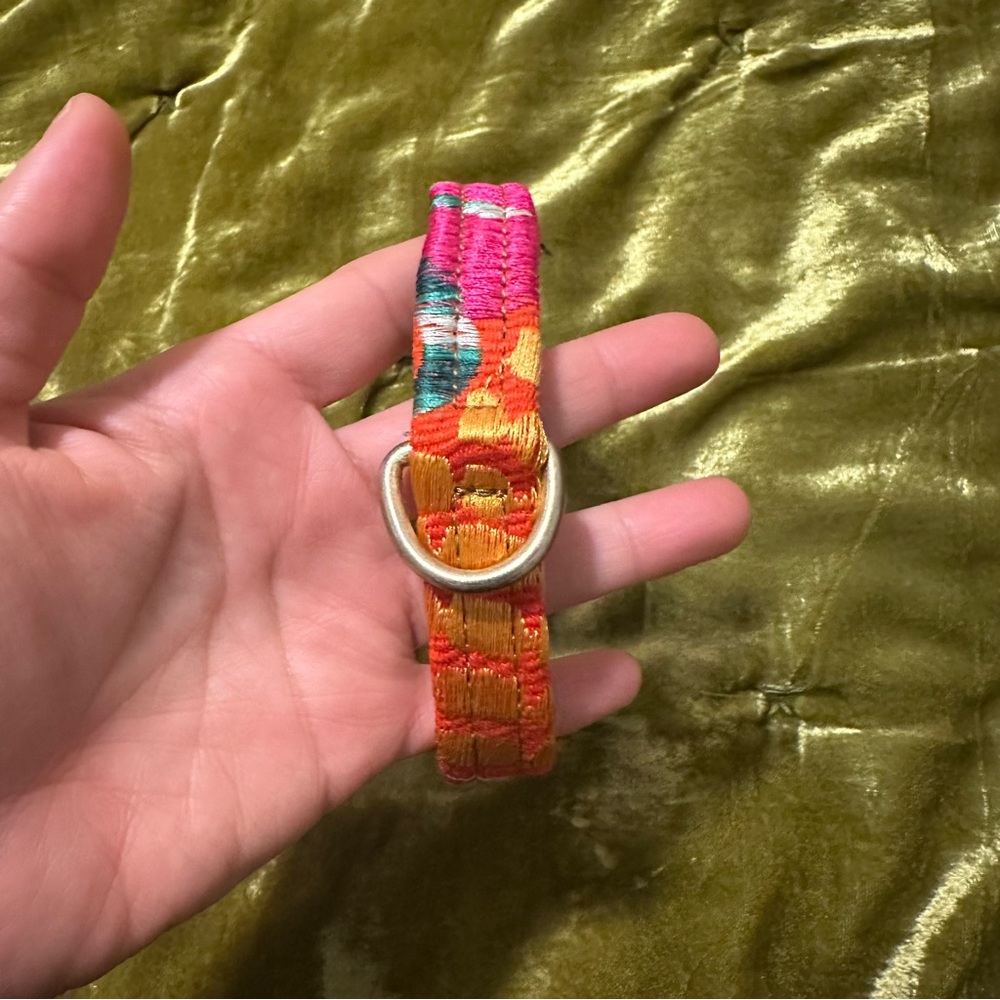 Small Mexican Embroidery Leather Dog Collar